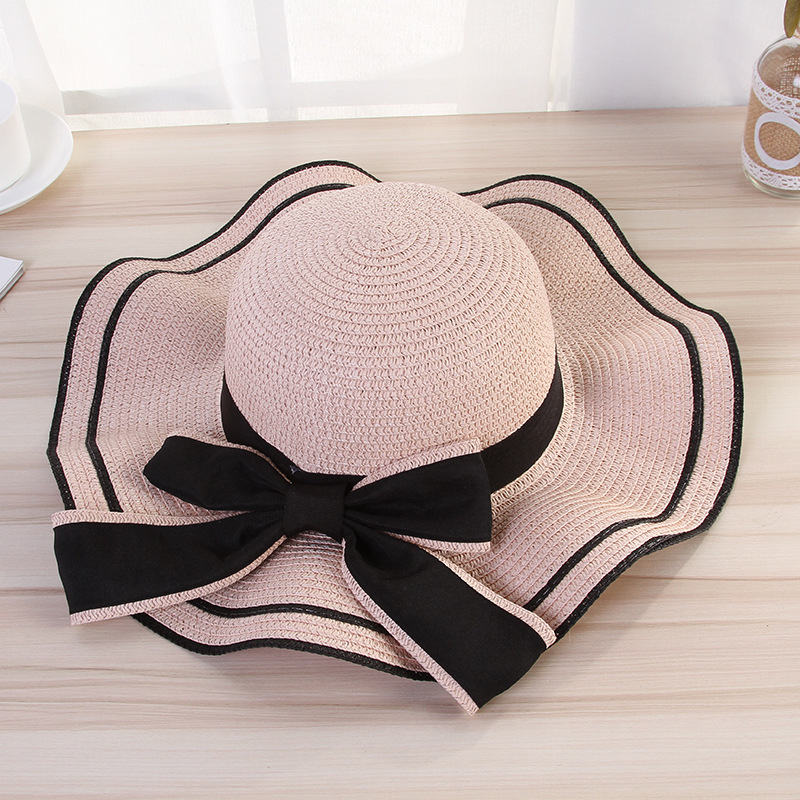 Summer Sun Hat Women Straw Hats Sunshade Panama Fashion Bow Beach Hat Foldable Travel Caps