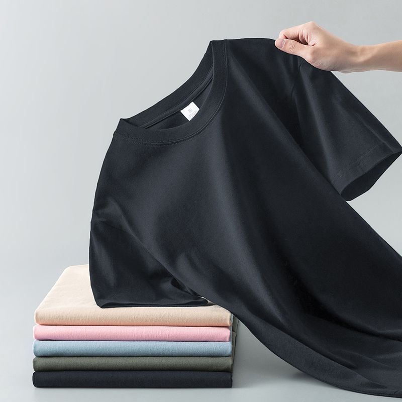 Summer Solid Color Coat Round Neck Bottoming Shirt Half-sleeve Pure Cotton T-shirt Men And Women Short Sleeve - Image 9