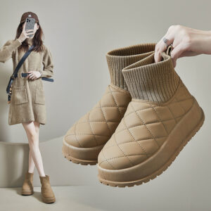 Fleece-lined High-top Snow Boots Female Student Ins Tide Korean Warm Casual Cotton-padded Shoes
