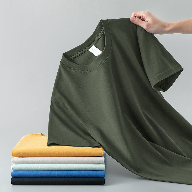 Summer Solid Color Coat Round Neck Bottoming Shirt Half-sleeve Pure Cotton T-shirt Men And Women Short Sleeve - Image 10