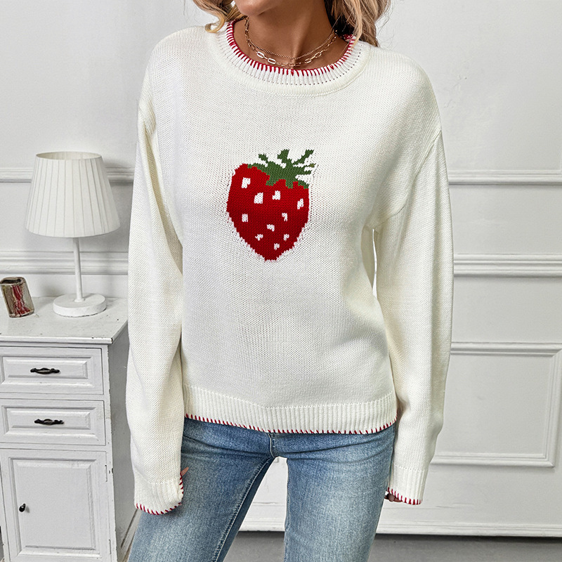 Strawberry Jacquard Sweater Pullover - Image 6