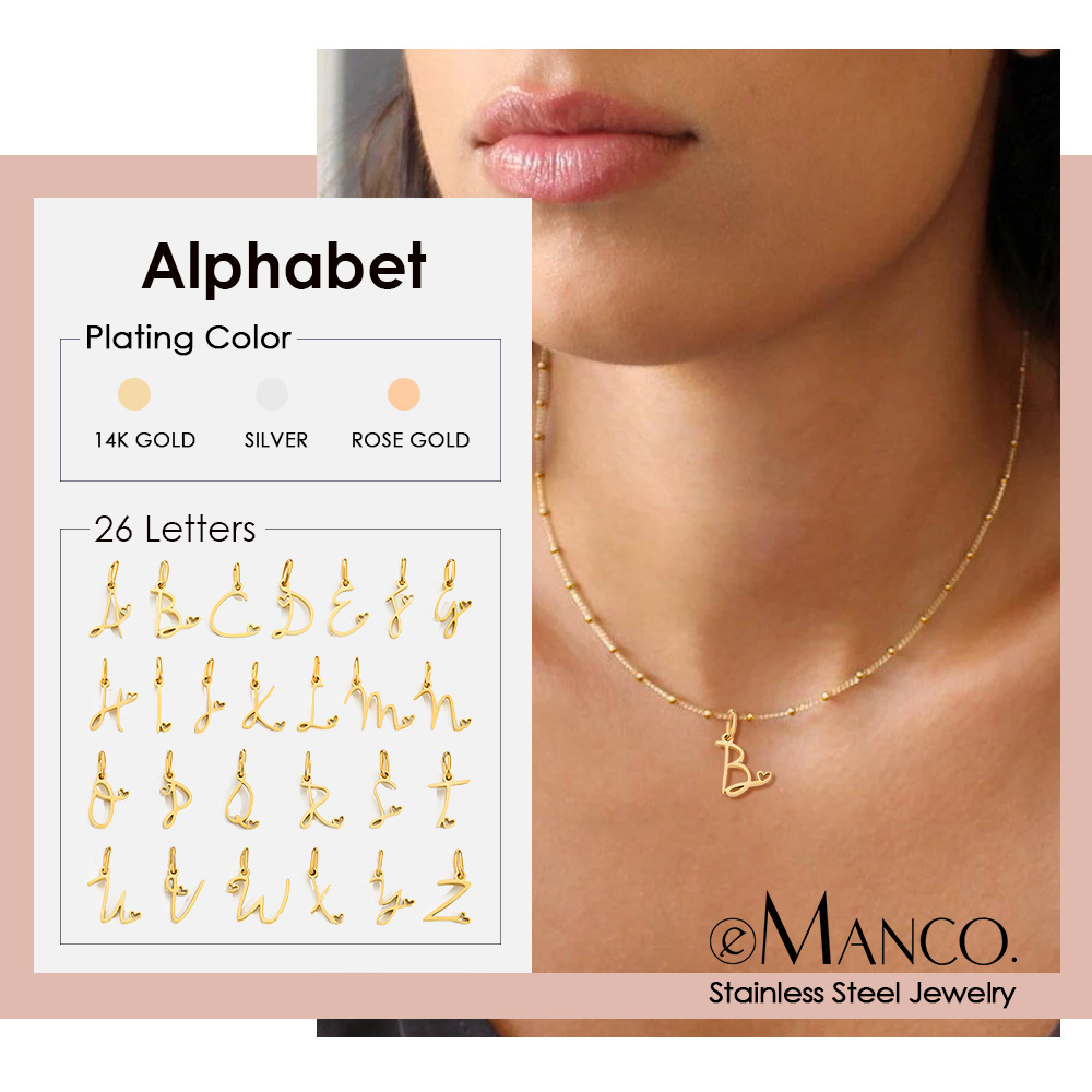 26 English Letter Pendant Stainless Steel Necklace - Image 9