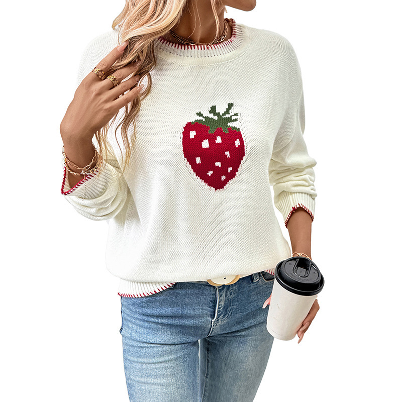 Strawberry Jacquard Sweater Pullover - Image 3