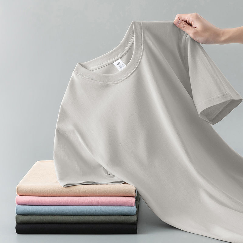 Summer Solid Color Coat Round Neck Bottoming Shirt Half-sleeve Pure Cotton T-shirt Men And Women Short Sleeve - Image 8