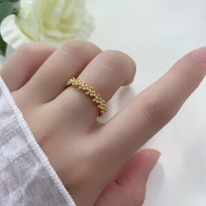 White Chrysanthemum Adjustable Index Finger Ring High Class Elegant Opening