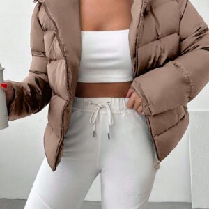 Women's Casual Solid Color Zipper Hoodie Jacket