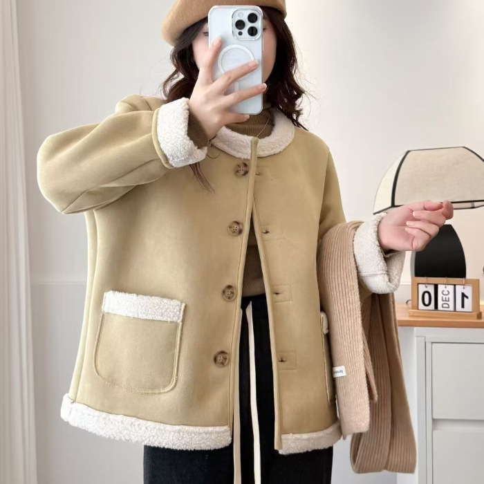 Lamb Wool Chanel Coat Women's Fleece Short Suede - Image 8