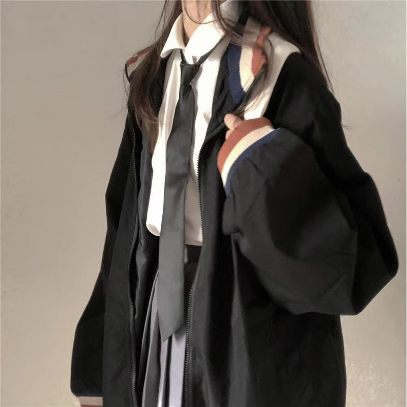 Plus Size Slimming Single-breasted Color Contrast Short Coat - Image 3