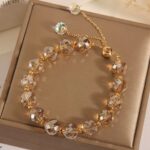 Crystal Woven Bracelet Women’s Fashion High-end Simple Round