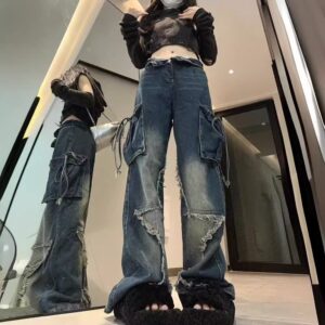 Spring And Autumn American Retro XINGX Jeans Women's Multi-pocket