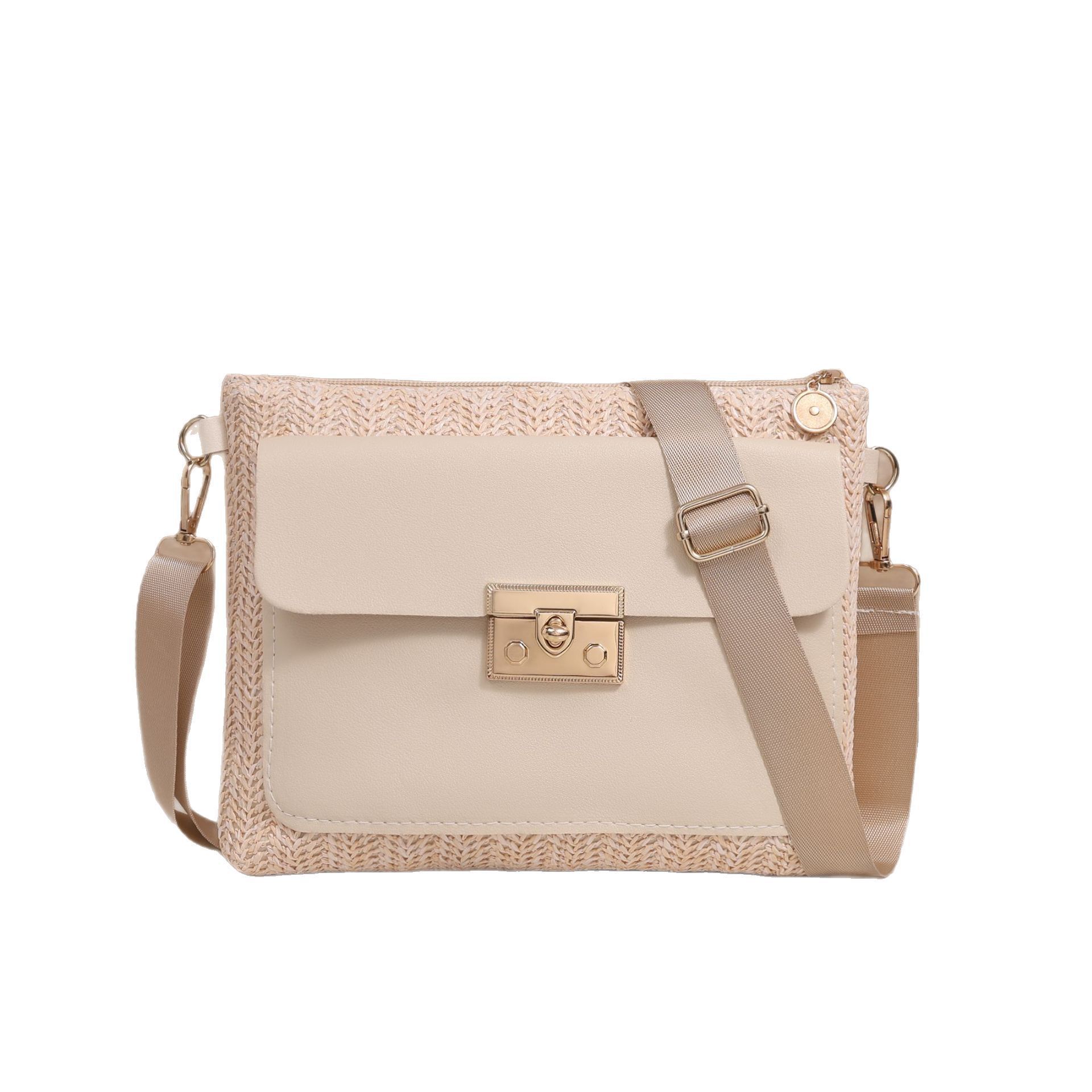 Straw Shoulder Bag Solid Color Crossbody - Image 4