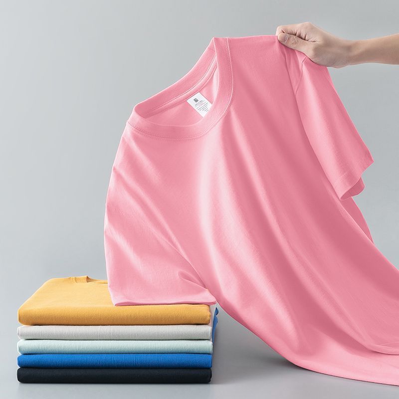 Summer Solid Color Coat Round Neck Bottoming Shirt Half-sleeve Pure Cotton T-shirt Men And Women Short Sleeve - Image 7