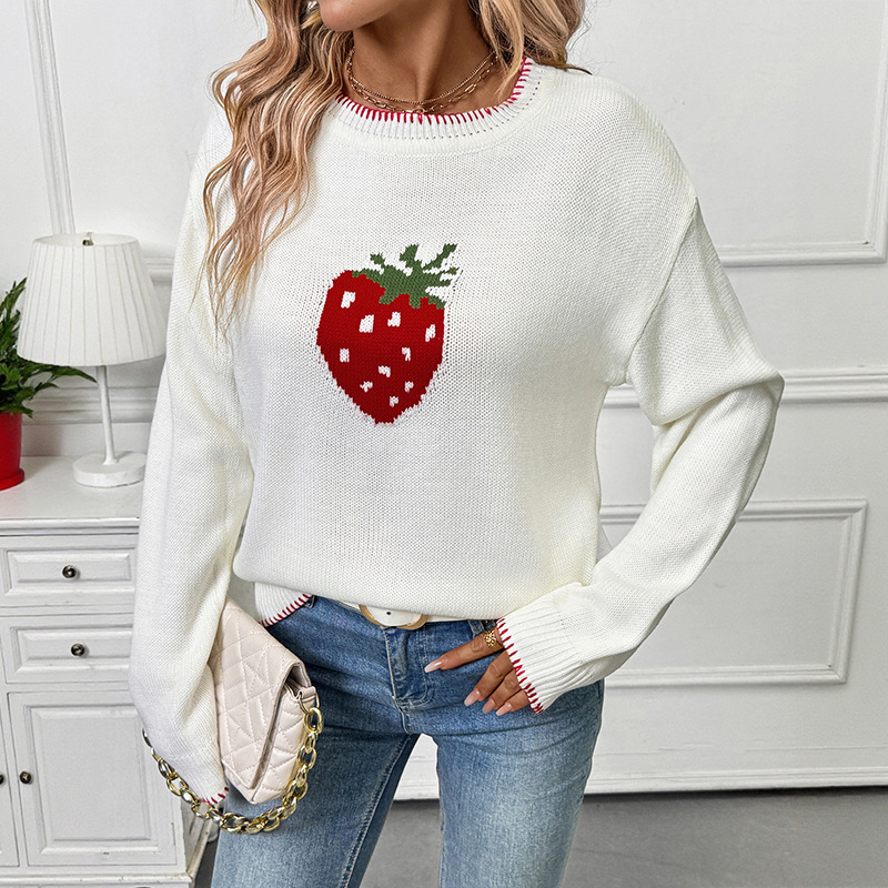 Strawberry Jacquard Sweater Pullover - Image 4