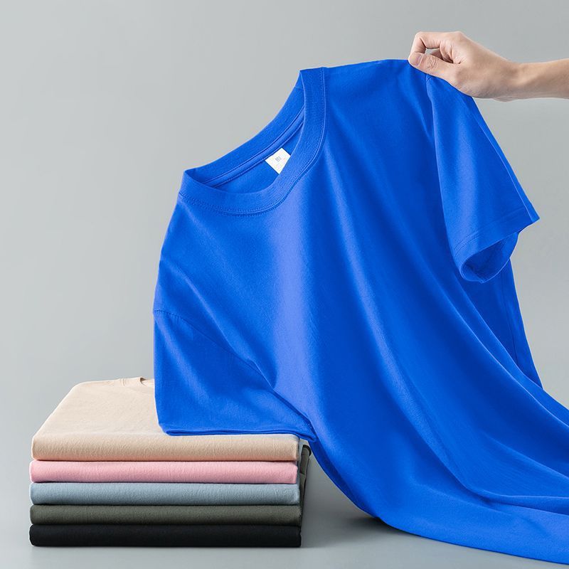 Summer Solid Color Coat Round Neck Bottoming Shirt Half-sleeve Pure Cotton T-shirt Men And Women Short Sleeve - Image 3