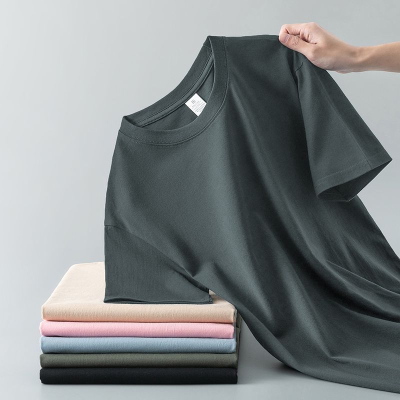 Summer Solid Color Coat Round Neck Bottoming Shirt Half-sleeve Pure Cotton T-shirt Men And Women Short Sleeve - Image 4